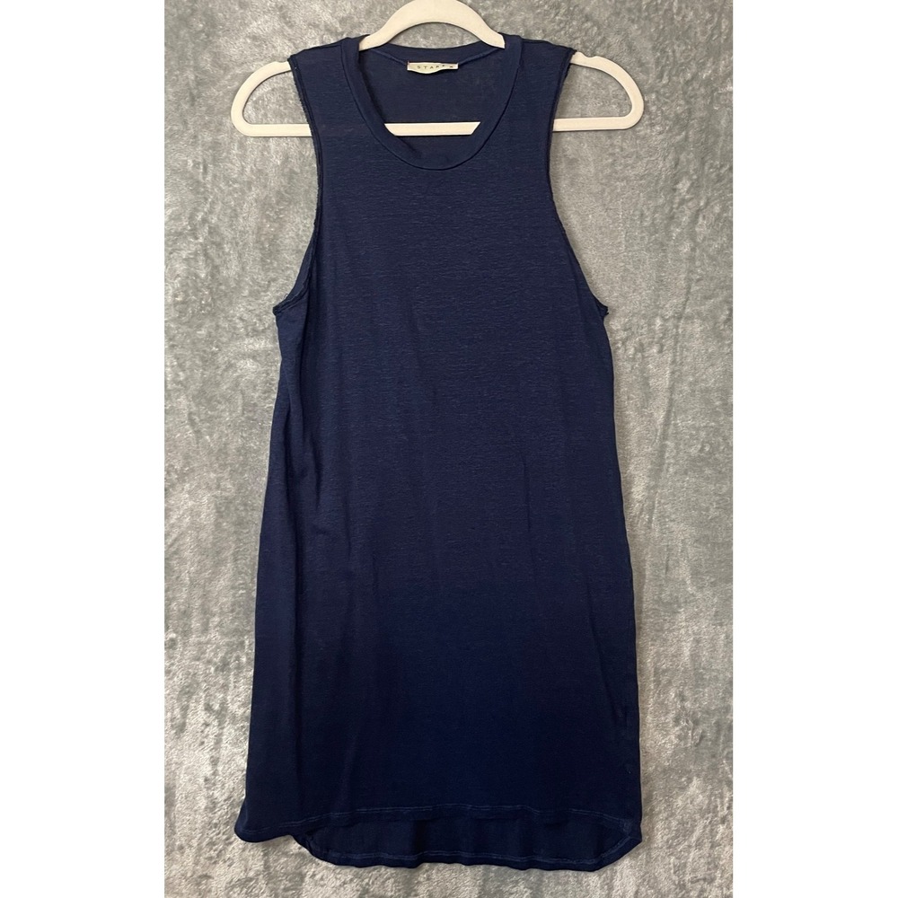 STARK X Dress Womens XS Blue Linen Sleeveless Lagenlook Beachy Coastal USA